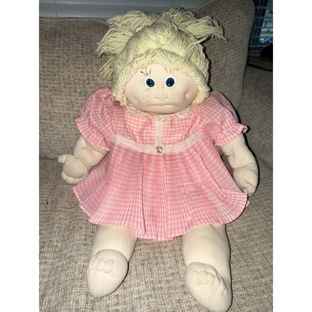 22" Little People Cabbage Patch Look Alike Soft Sculpture YELLOW HAIR BLUE EYE